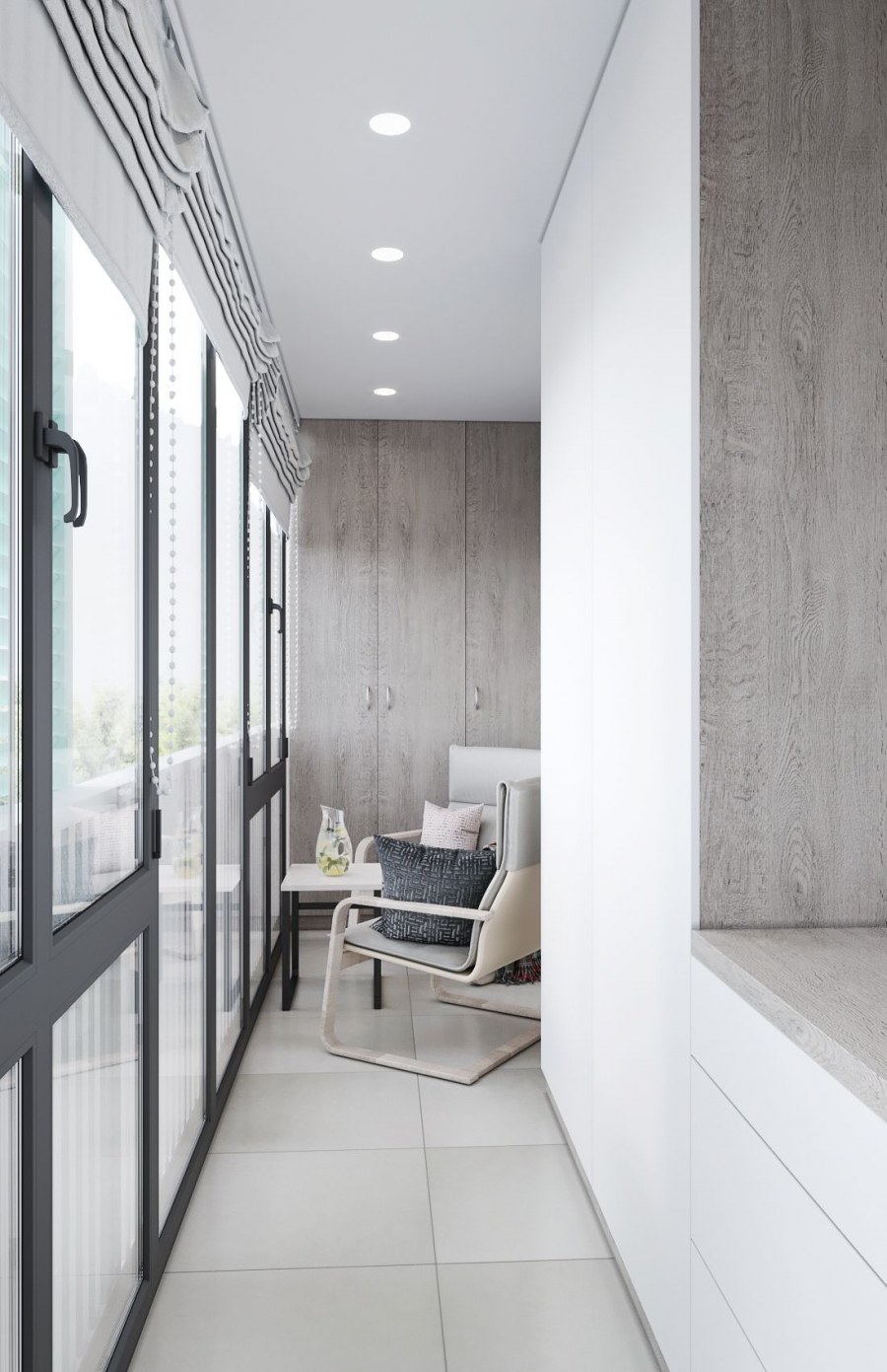 Балкон в светлых тонах