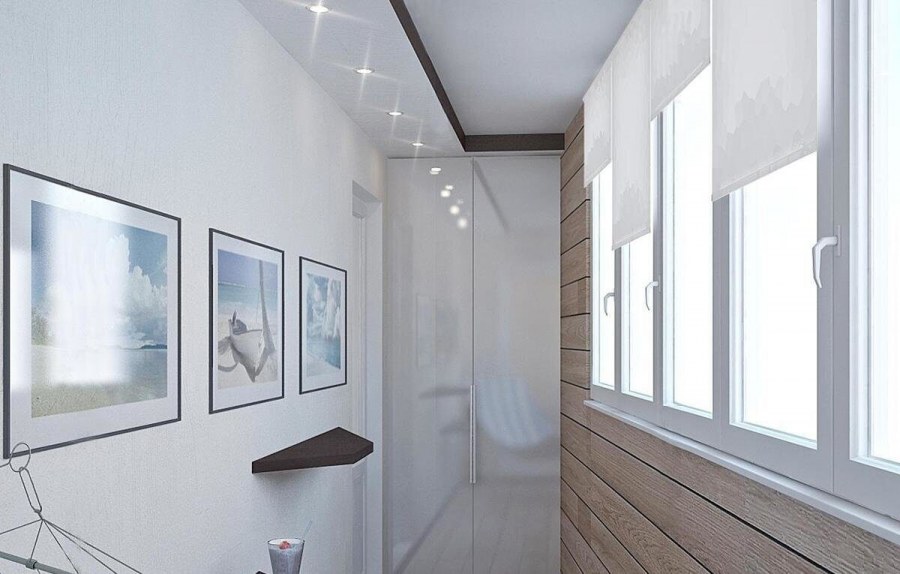 Лоджия светло серым ламинатом