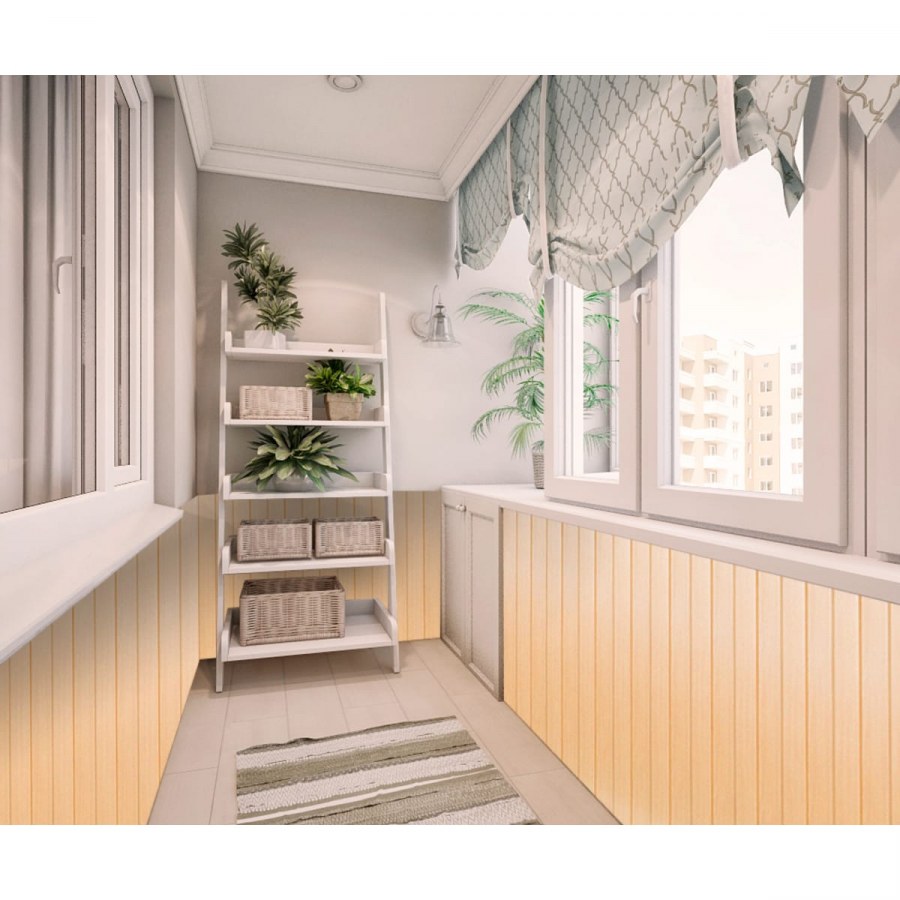 Лоджия из серых кирпичей