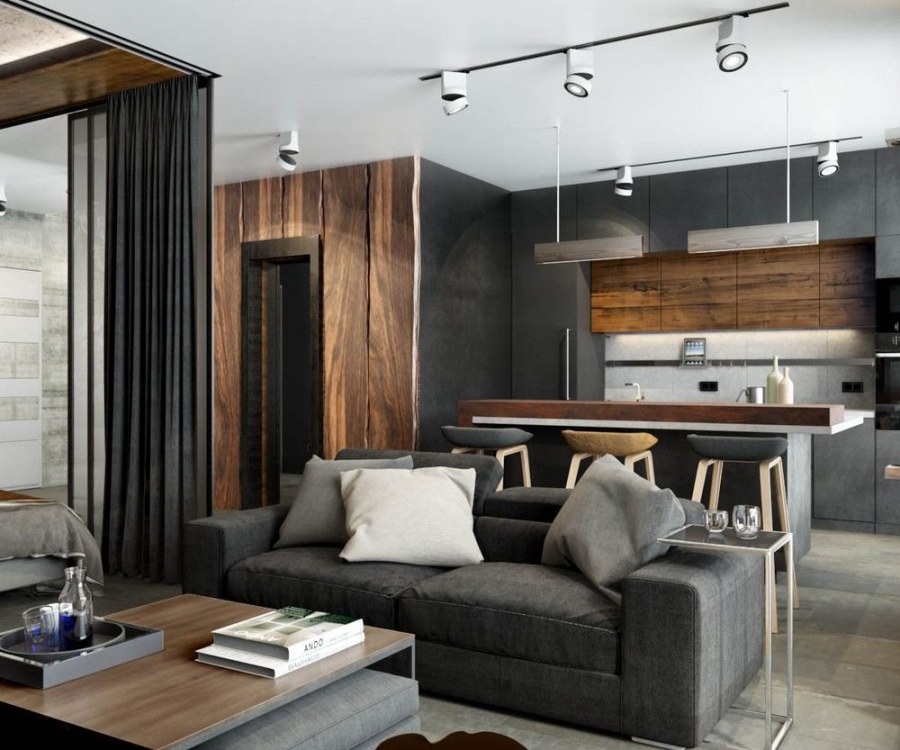 Интерьер лофт гостиная 30кв