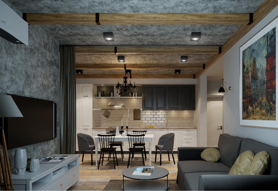 Гостиная Сканди лофт