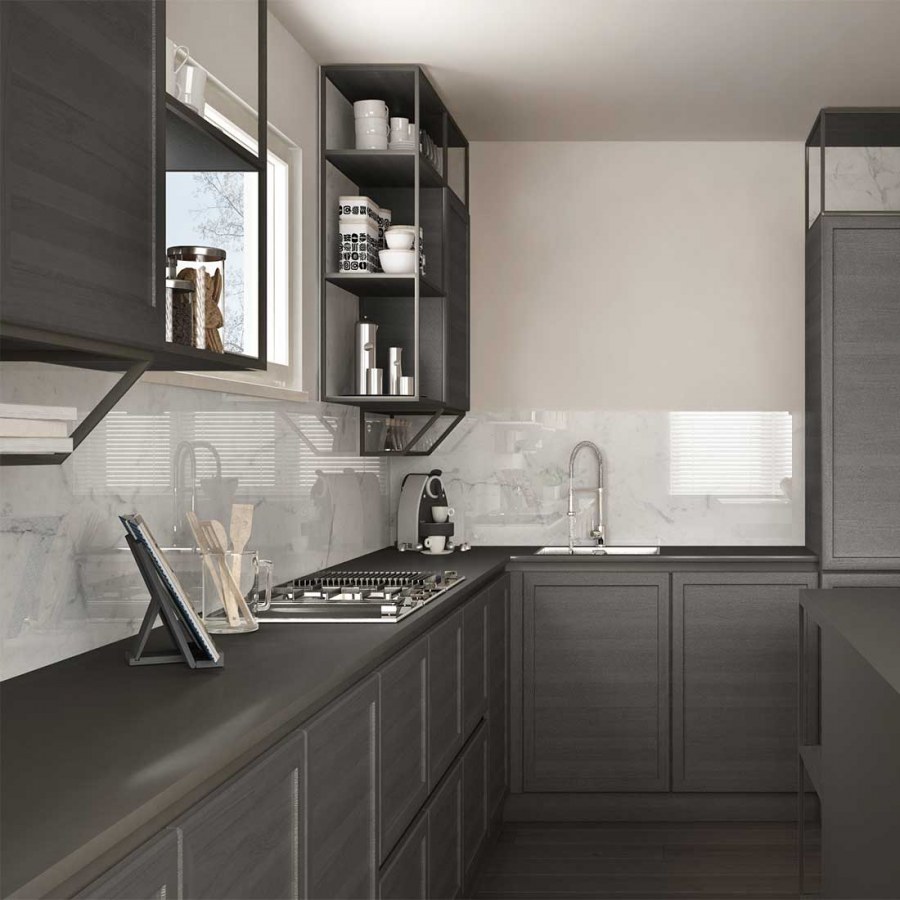 Серый фартук для кухни