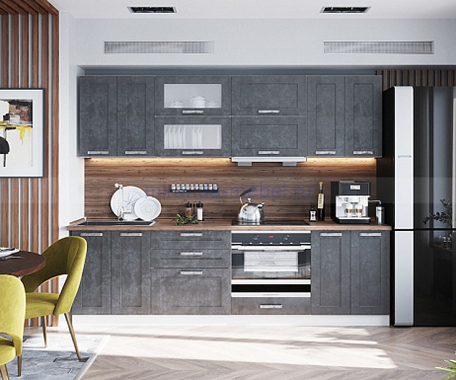 Кухня "лофт" бетон графит/корпус белый