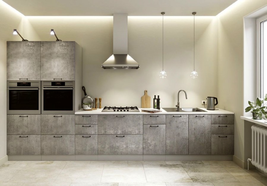 ДСВ кухня лофт бетон светлый