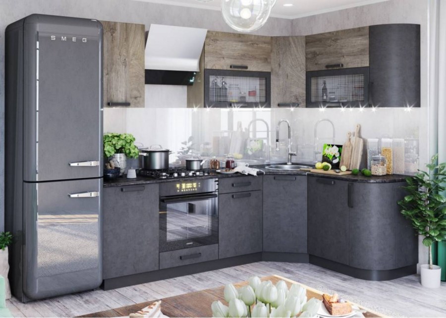 Кухня крафт угловая БТС