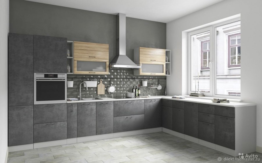 Кухня ДСВ лофт темный бетон