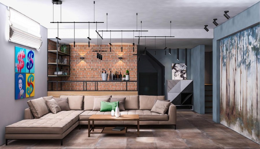 Гостиная в стиле лофт икеа