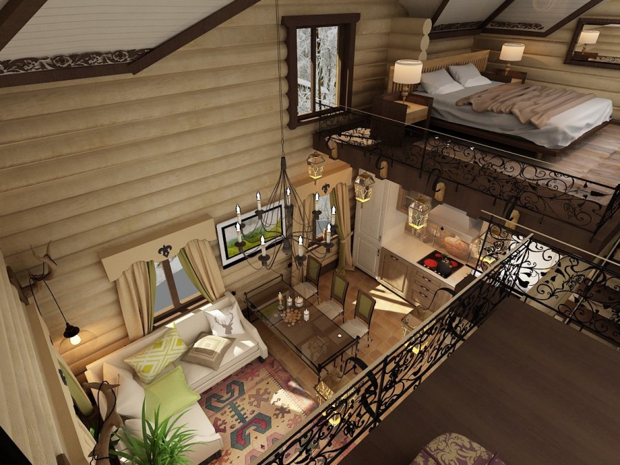 Интерьер двухэтажной бани