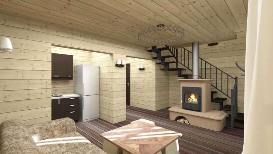 Двухэтажная баня с комнатой