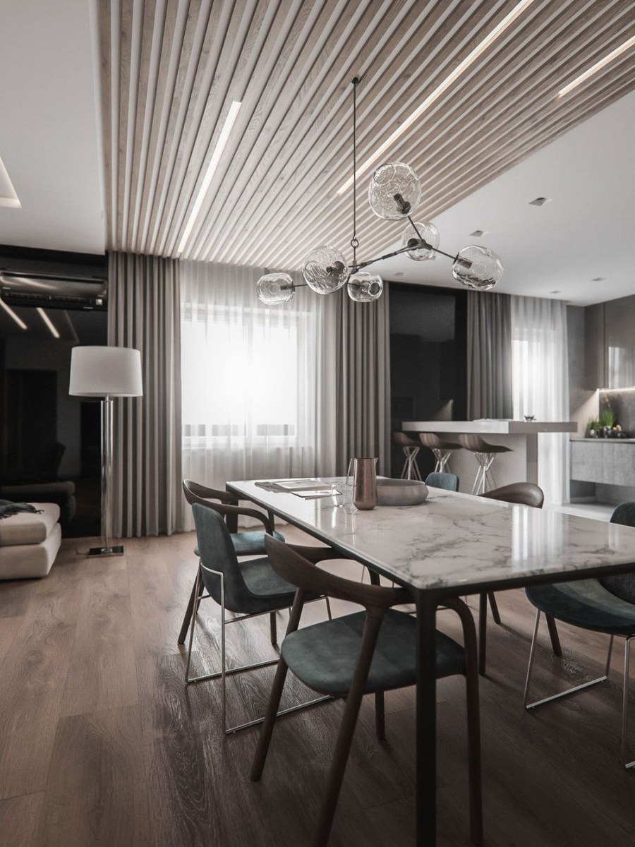 Гостиная столовая в стиле лофт