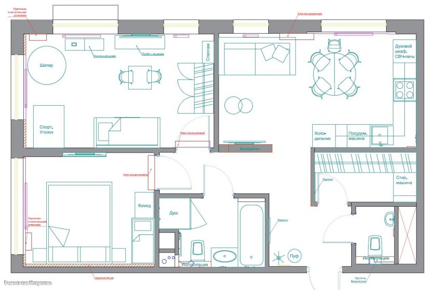 Трехкомнатная квартира 56 кв м планировка