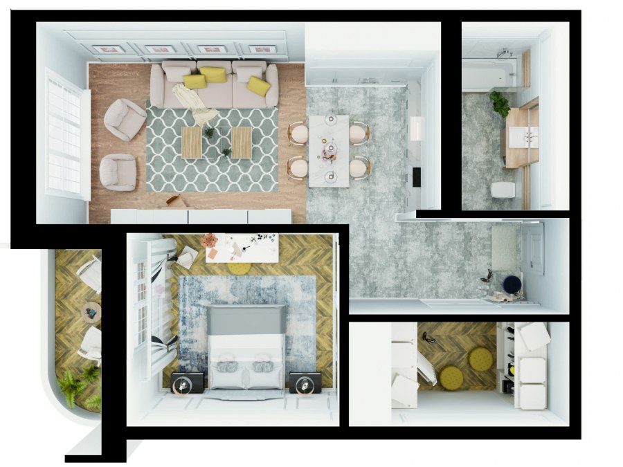 Дизайн проект двухкомнатной квартиры в ЖК Ясный