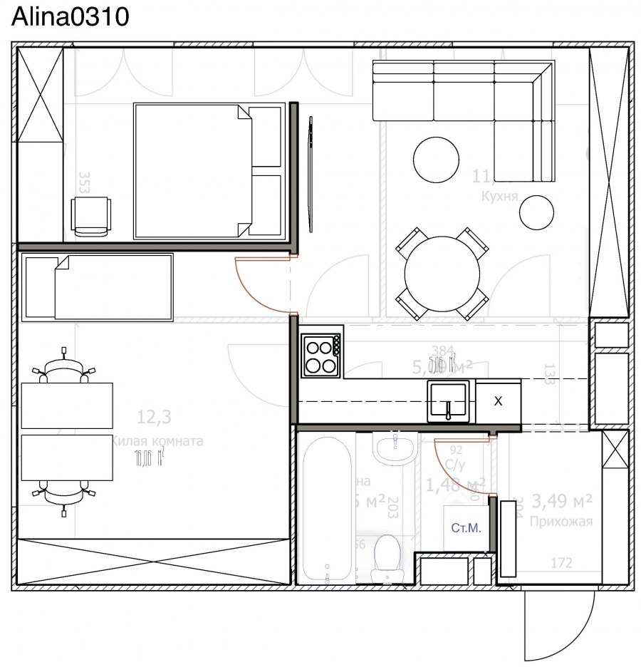 Варианты перепланировки 2-х комнатной квартиры в хрущевке