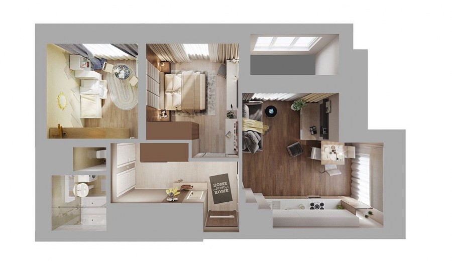 Двухкомнатная квартира строгий стиль