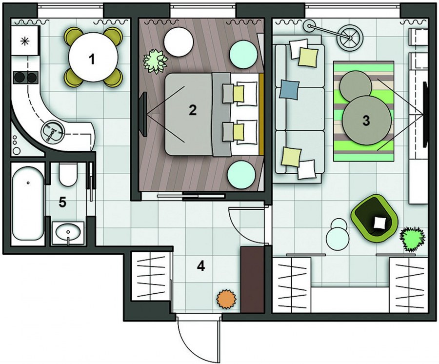 Хрущёвка перепланировка 44м