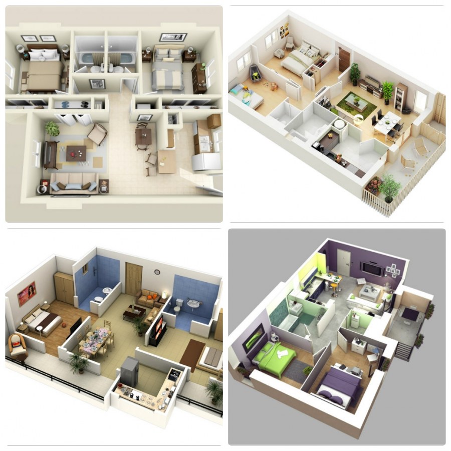 Планировка двухкомнатной студии 50 кв.м