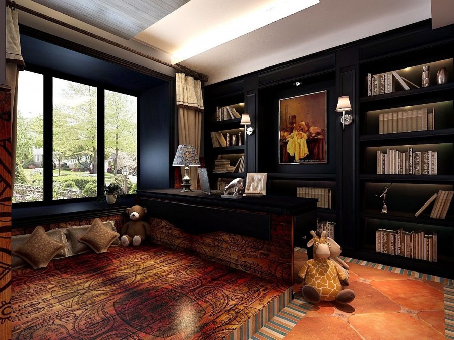 Интерьер кабинета в американском стиле