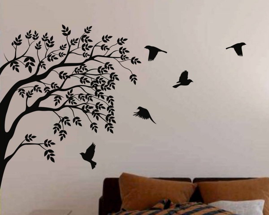 Трафарет дерева на стену