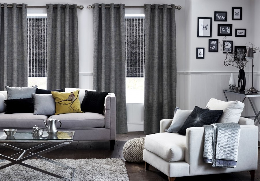 Шторы серого цвета в интерьере