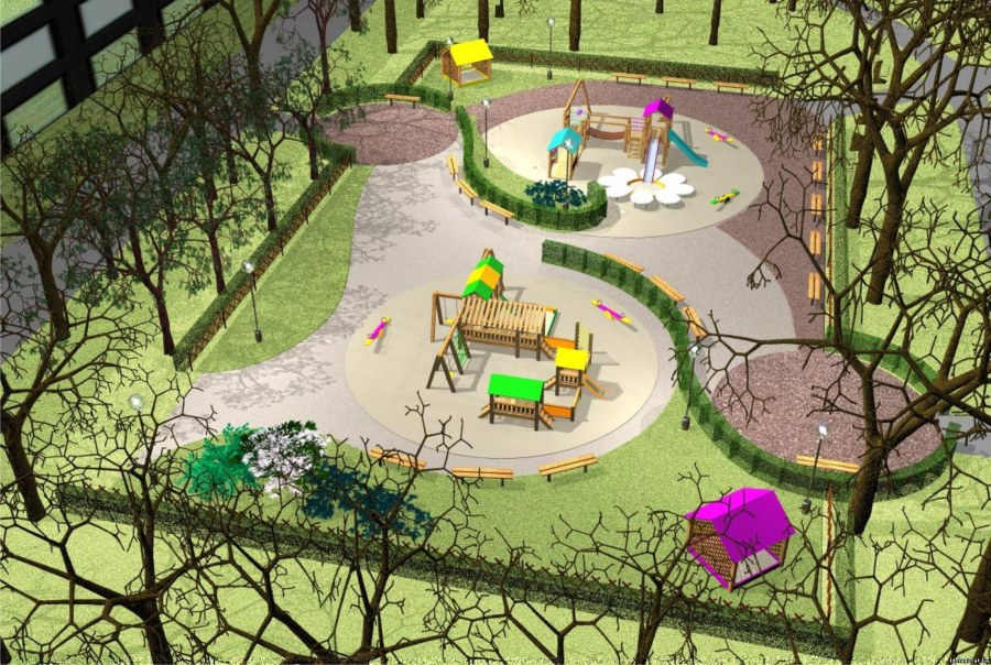 Ландшафт сквера с детской площадкой