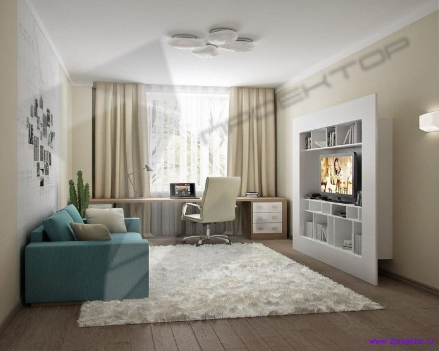 Интерьер прямоугольной гостинной 17 кв.м