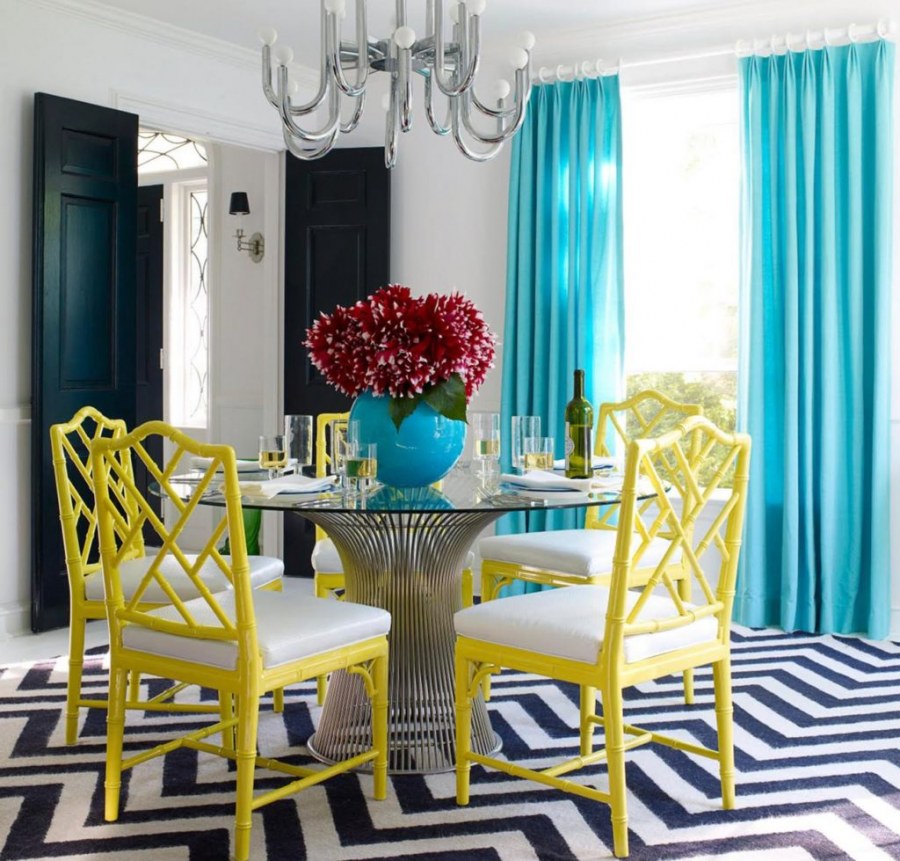 Бирюзовый и желтый в интерьере