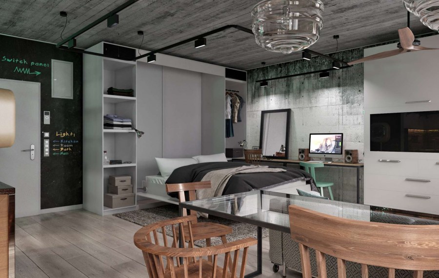 Студия 30 кв в стиле лофт