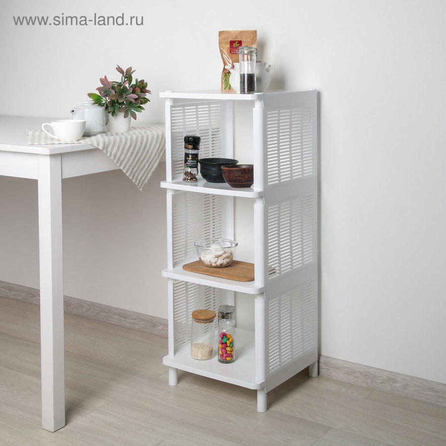 Этажерка альтернатива универсал 4-х секционная белый м6528