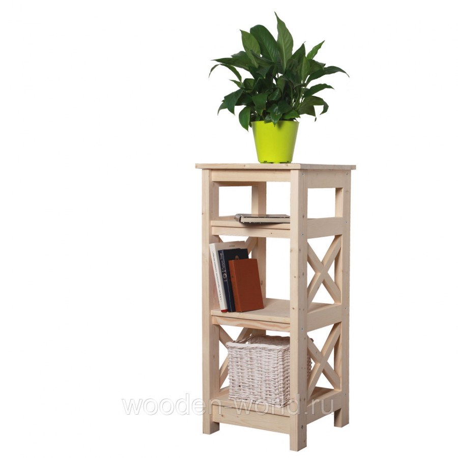 Этажерка узкая, 4 полки, 910х400х400мм, стеллаж деревянный