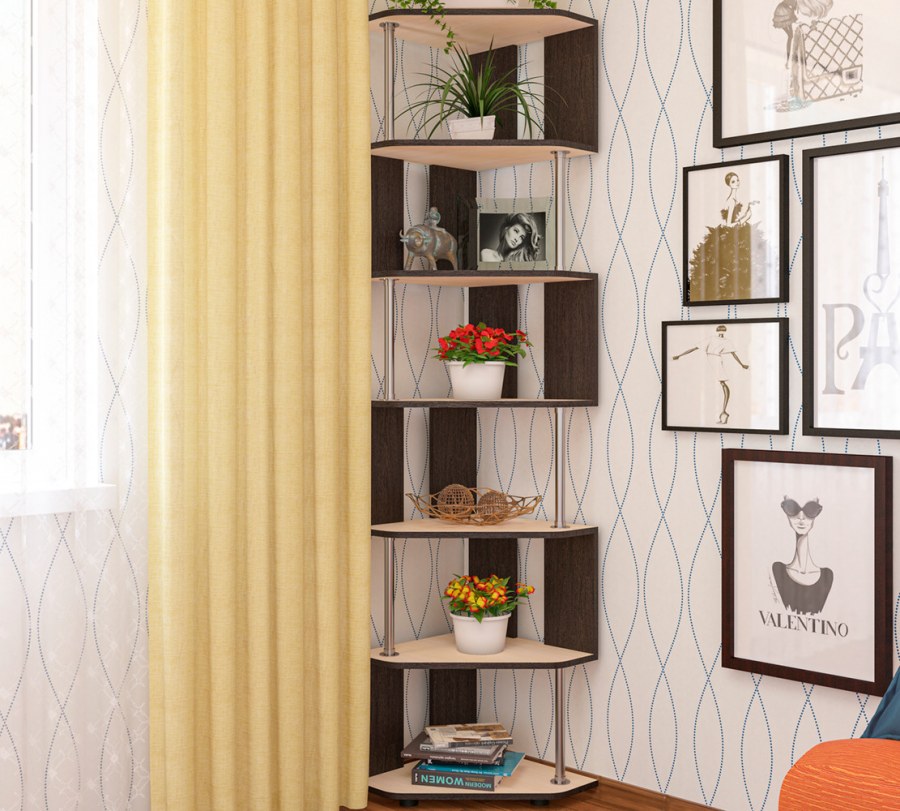 Стеллаж пирамида СПУ-3 угловой дуб молочный