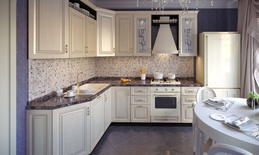 Кухня классика светлая 9кв м