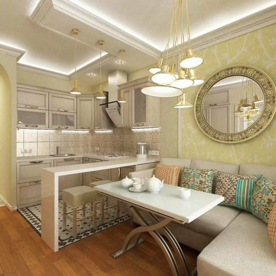 Кухня-столовая-гостиная 20 кв