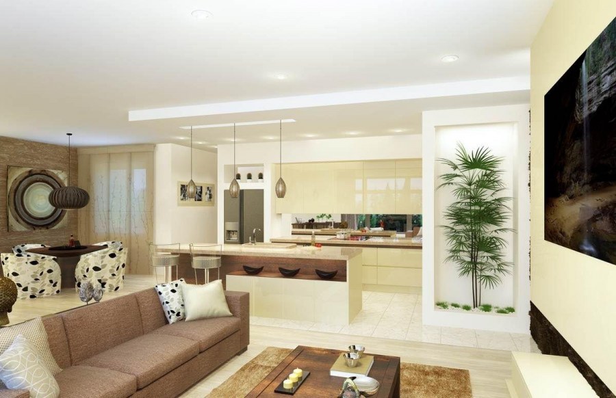 Кухня гостиная зонирование