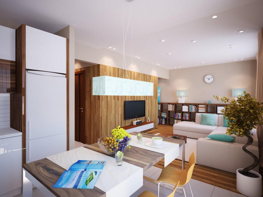 Кухня гостиная зонирование