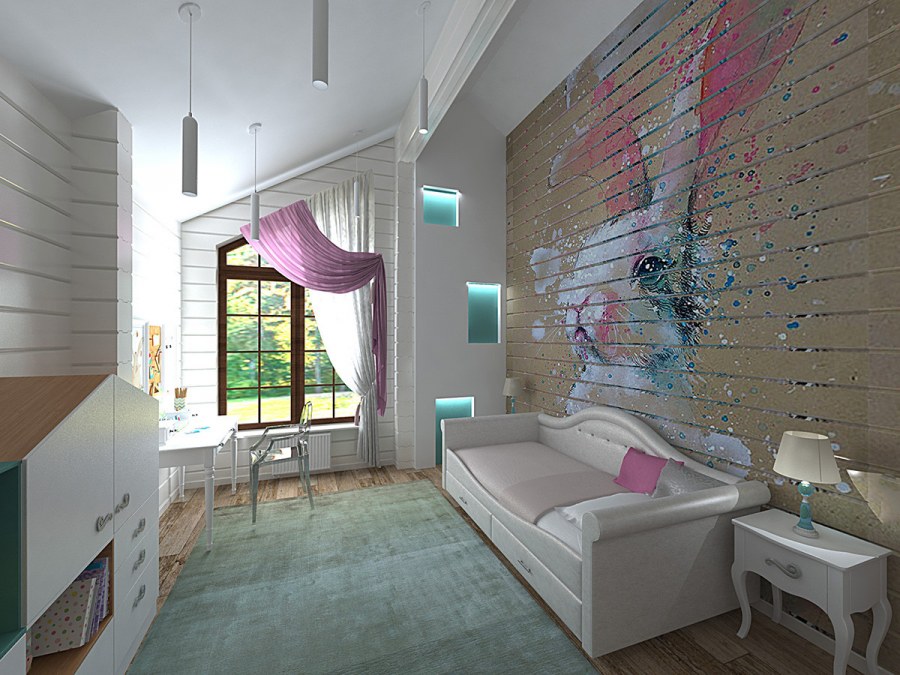 Комната для девочки в стиле лофт