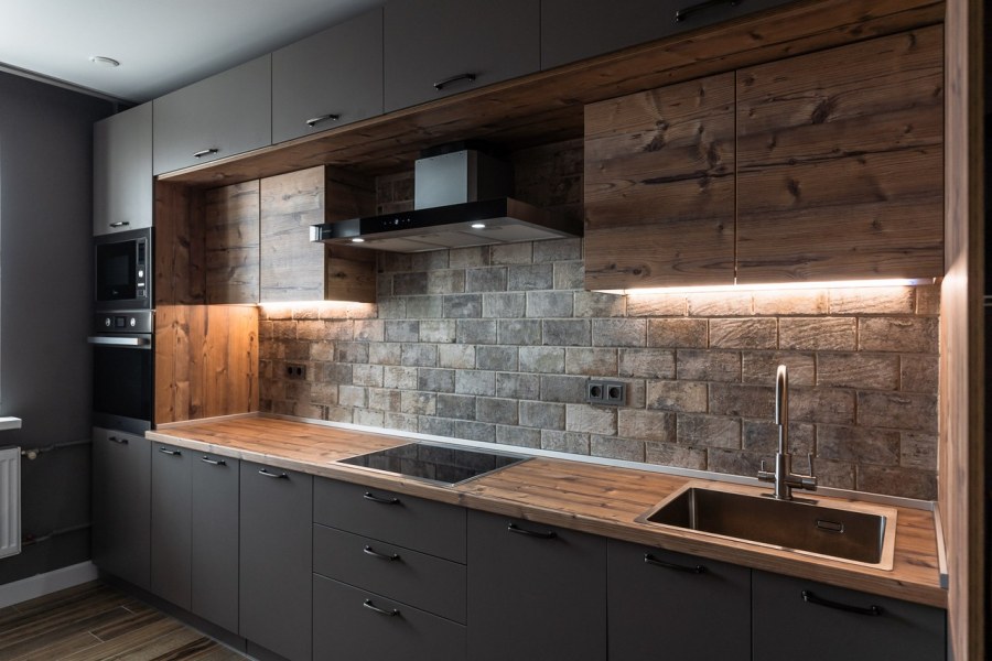 Кухни лофт дерево бетон