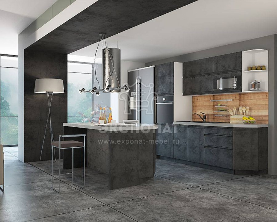 Кухни лофт дерево бетон