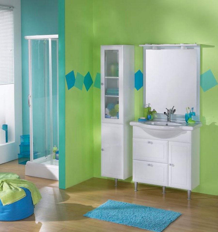 Сине-зеленая ванная комната