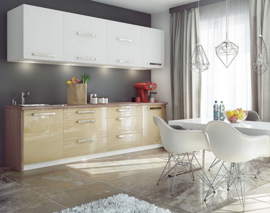 Кухонный гарнитур бежевого цвета