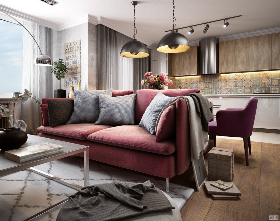 Бордовые акценты в интерьере