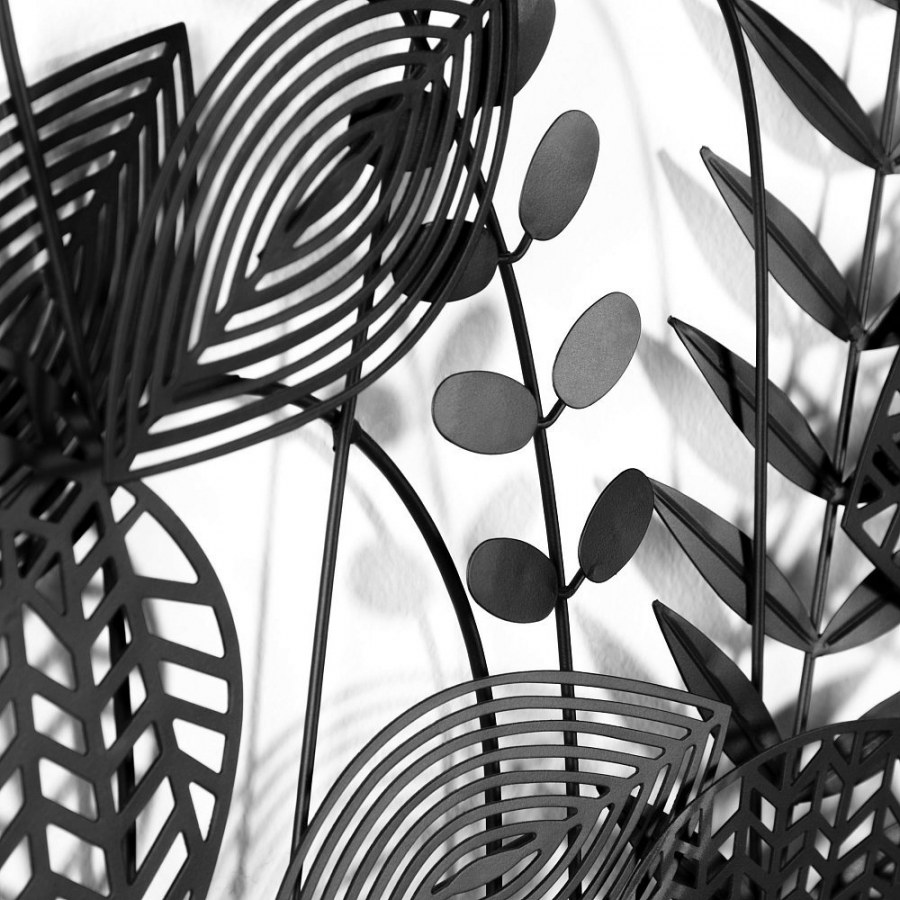 Панно на стену металлическое черное листья Denecia от la forma