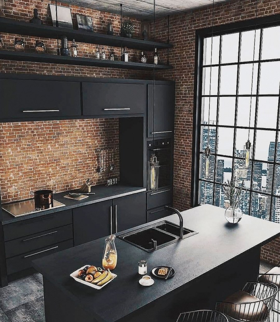 Кухня в стиле лофт 10 м2