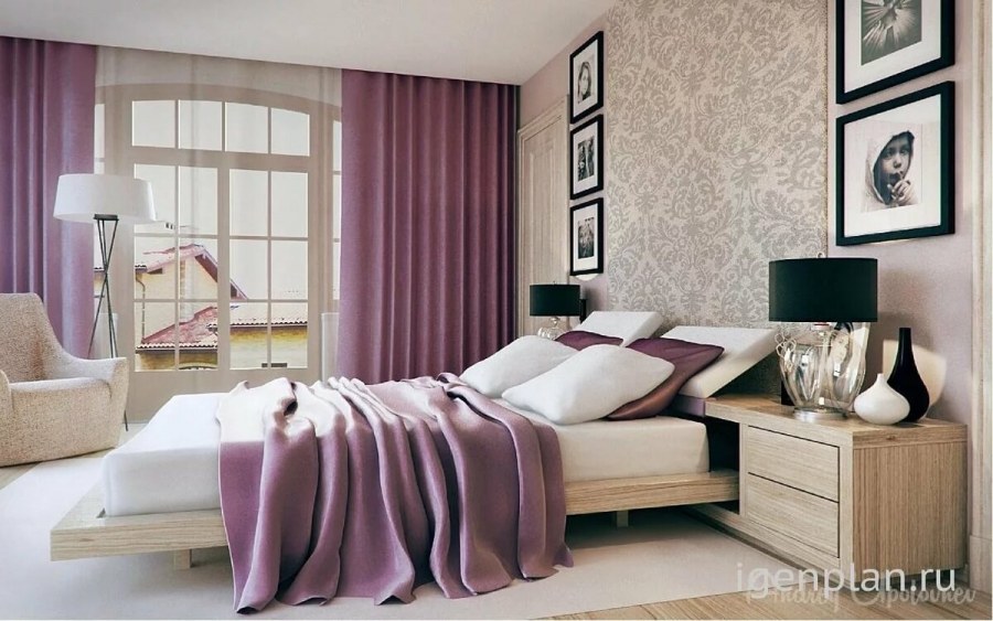 Бежево сиреневый интерьер