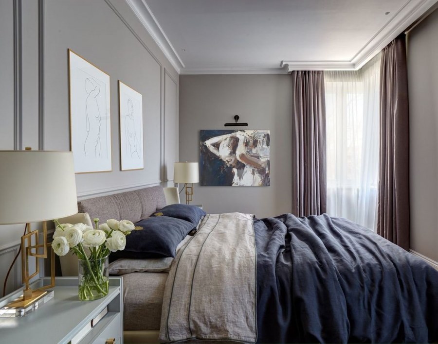 Спальня в холодных оттенках