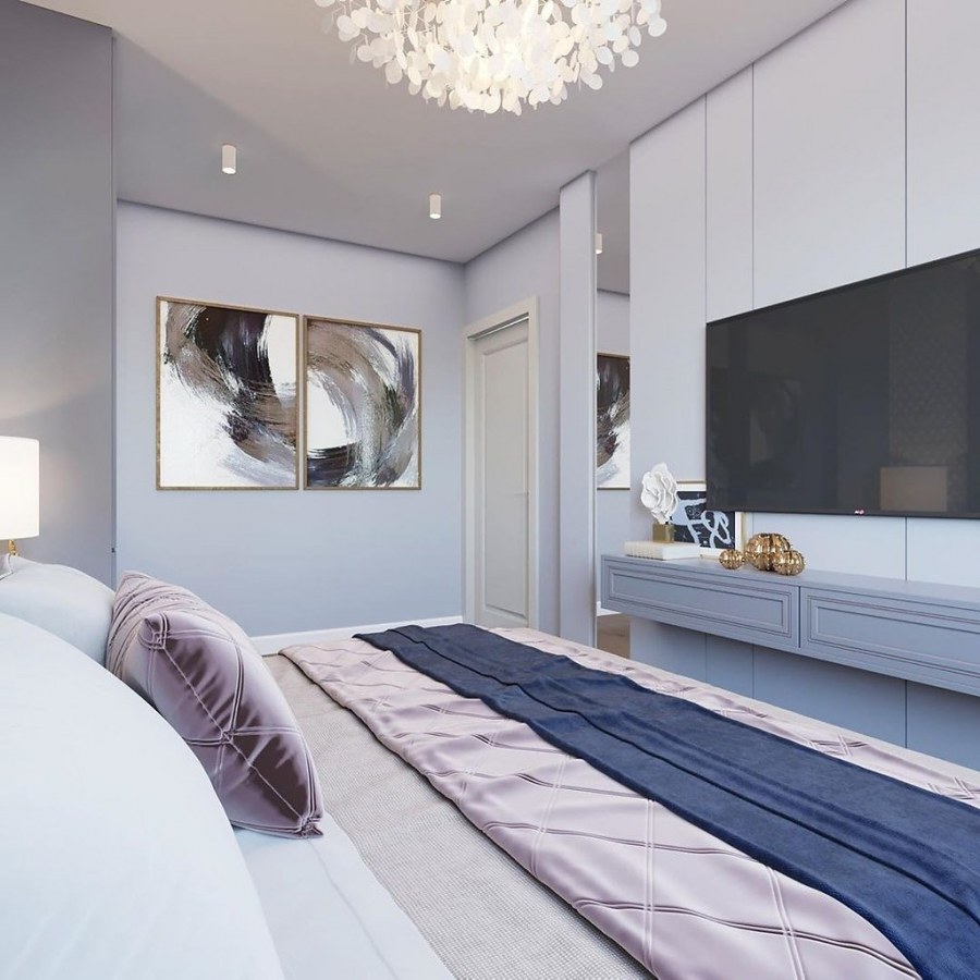 Спальня в холодных тонах