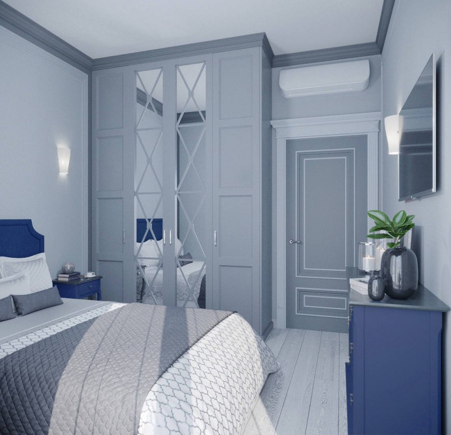 Спальня в холодных тонах