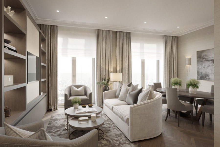 Гостиная в бежево серых тонах
