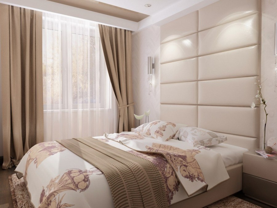 Современная бежевая спальня