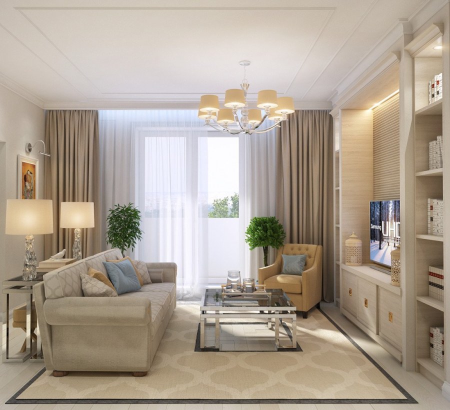 Бежевая гостиная