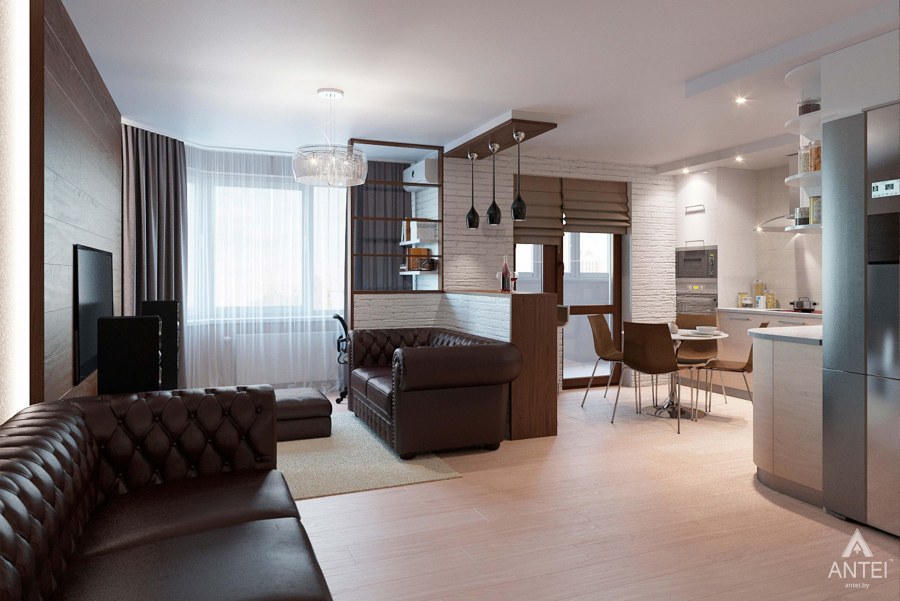 Гостиная студия с кухней